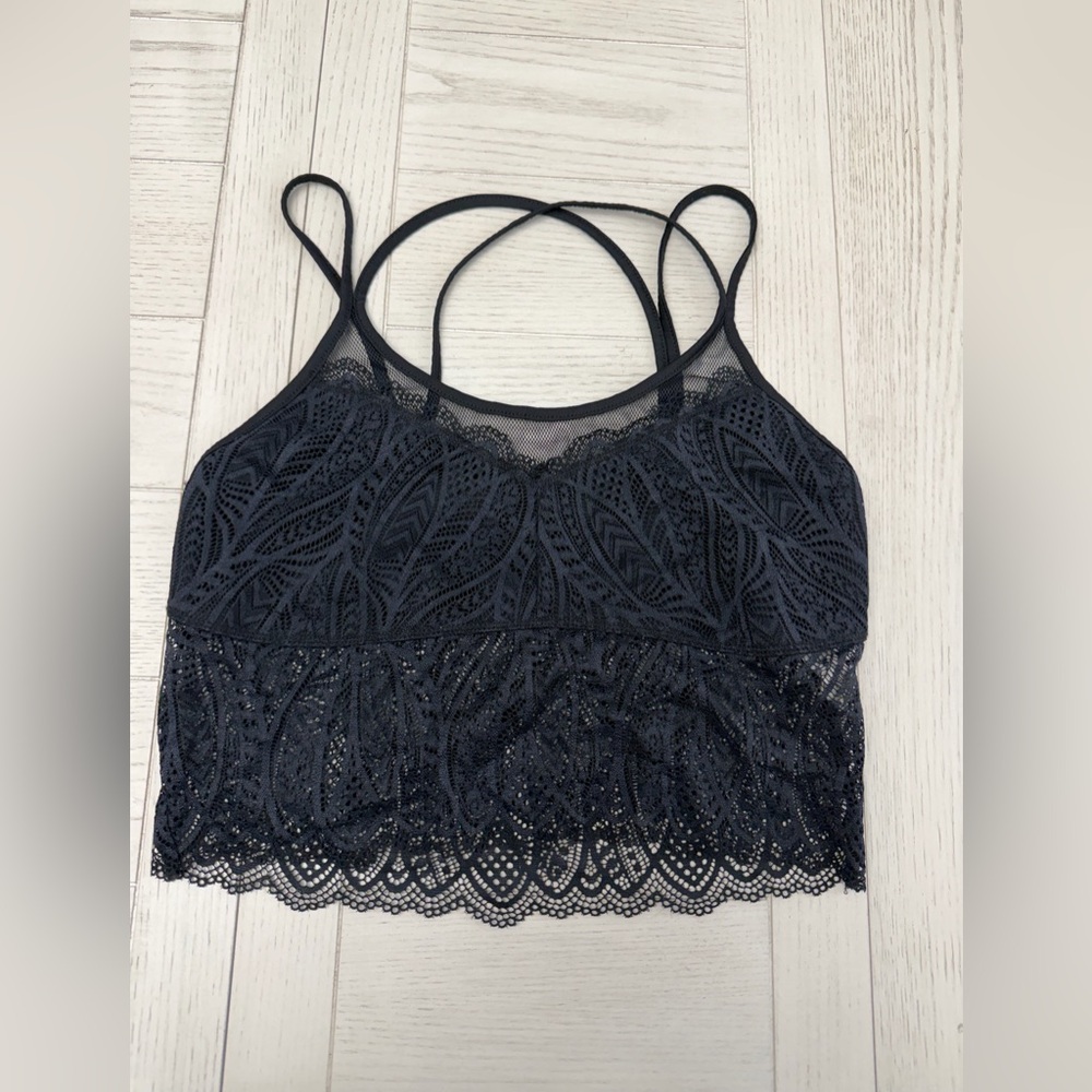 Free People Black Lace Top